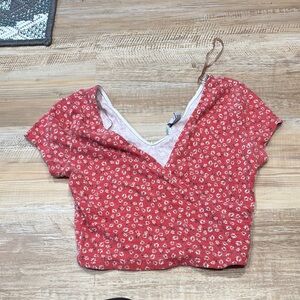 Arizona Jean Company Pink Cropped Fitted Blouse